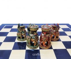 wood peacock painted chess
