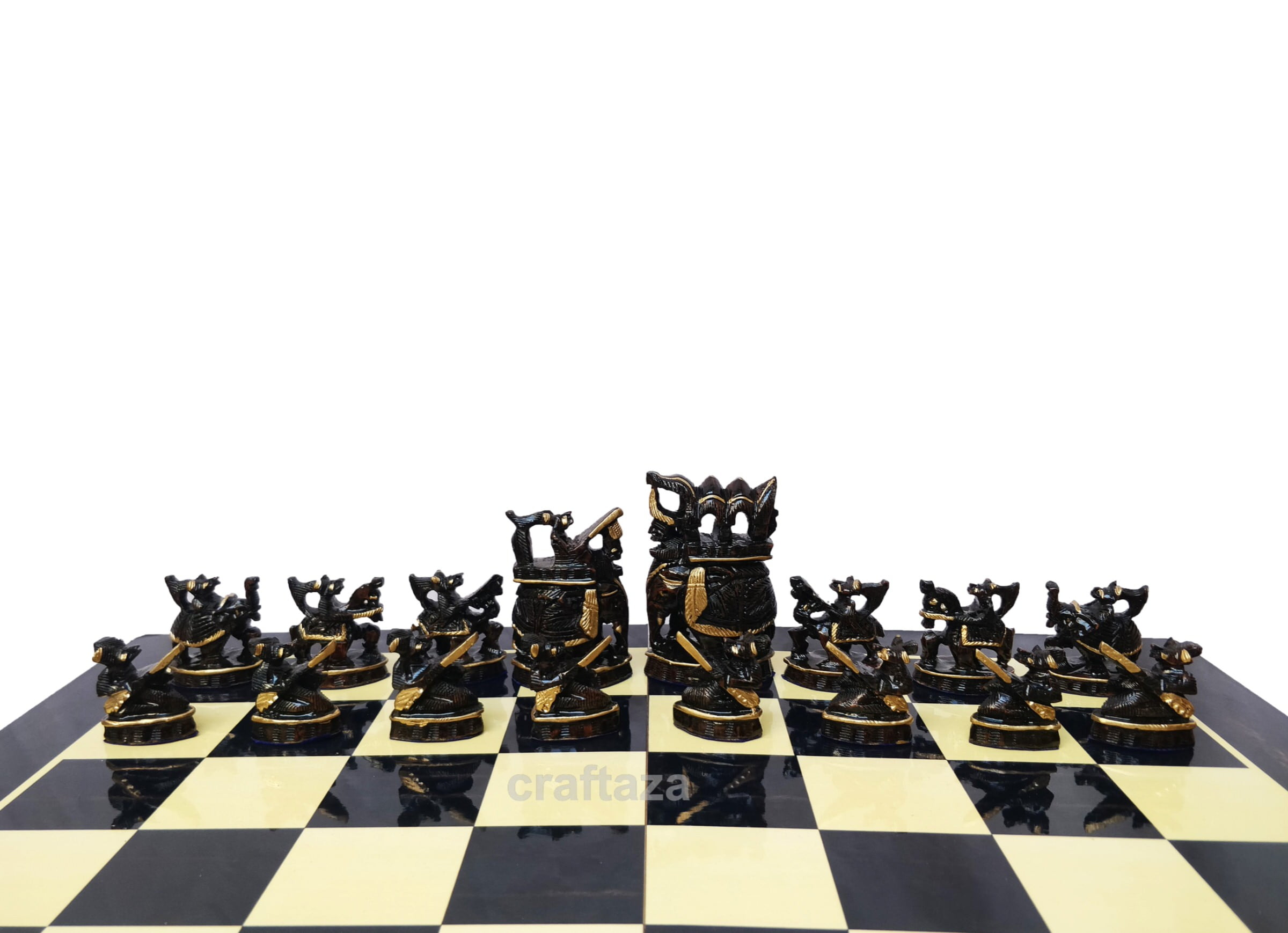 wooden carving chess set