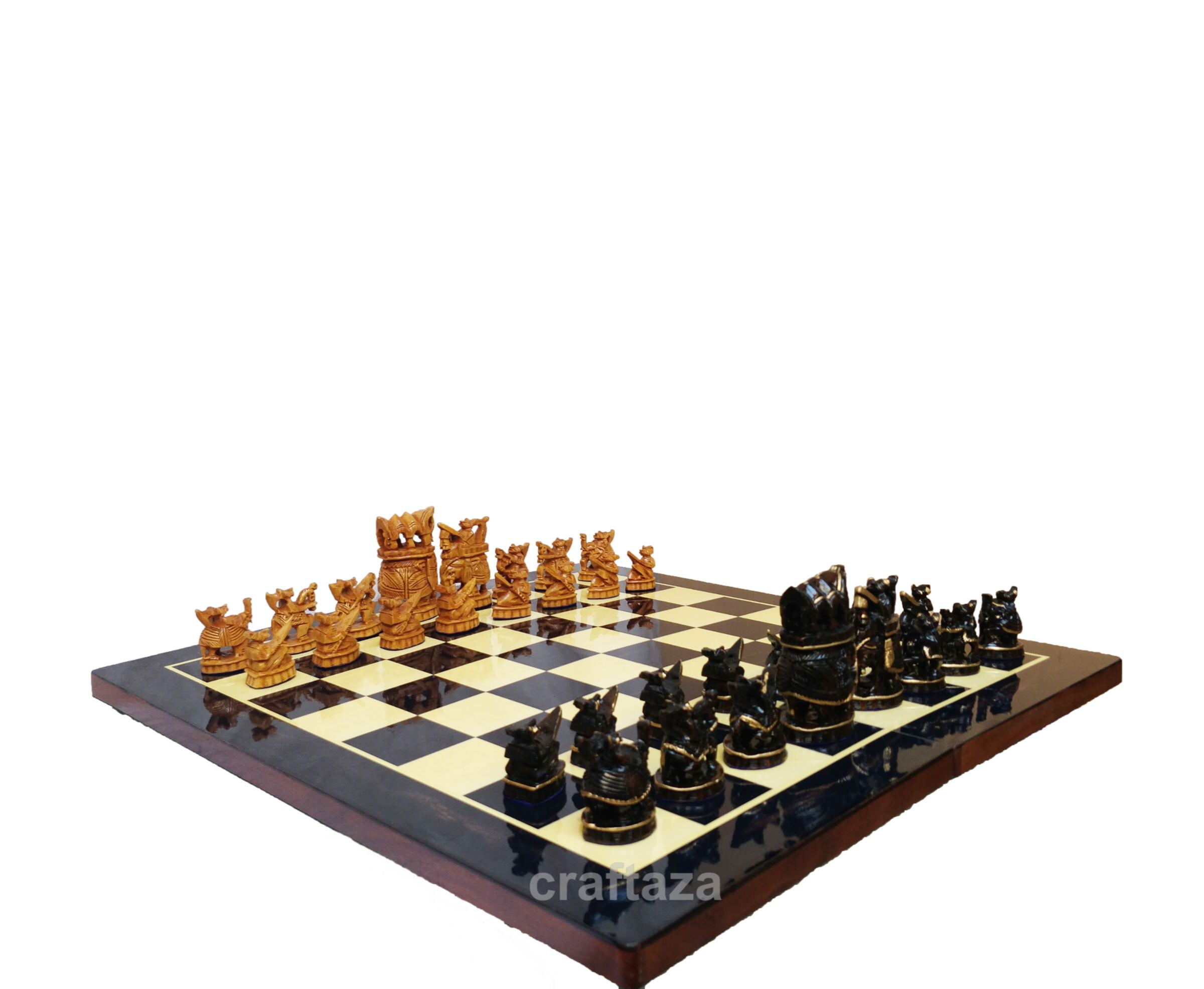 wooden carving chess set