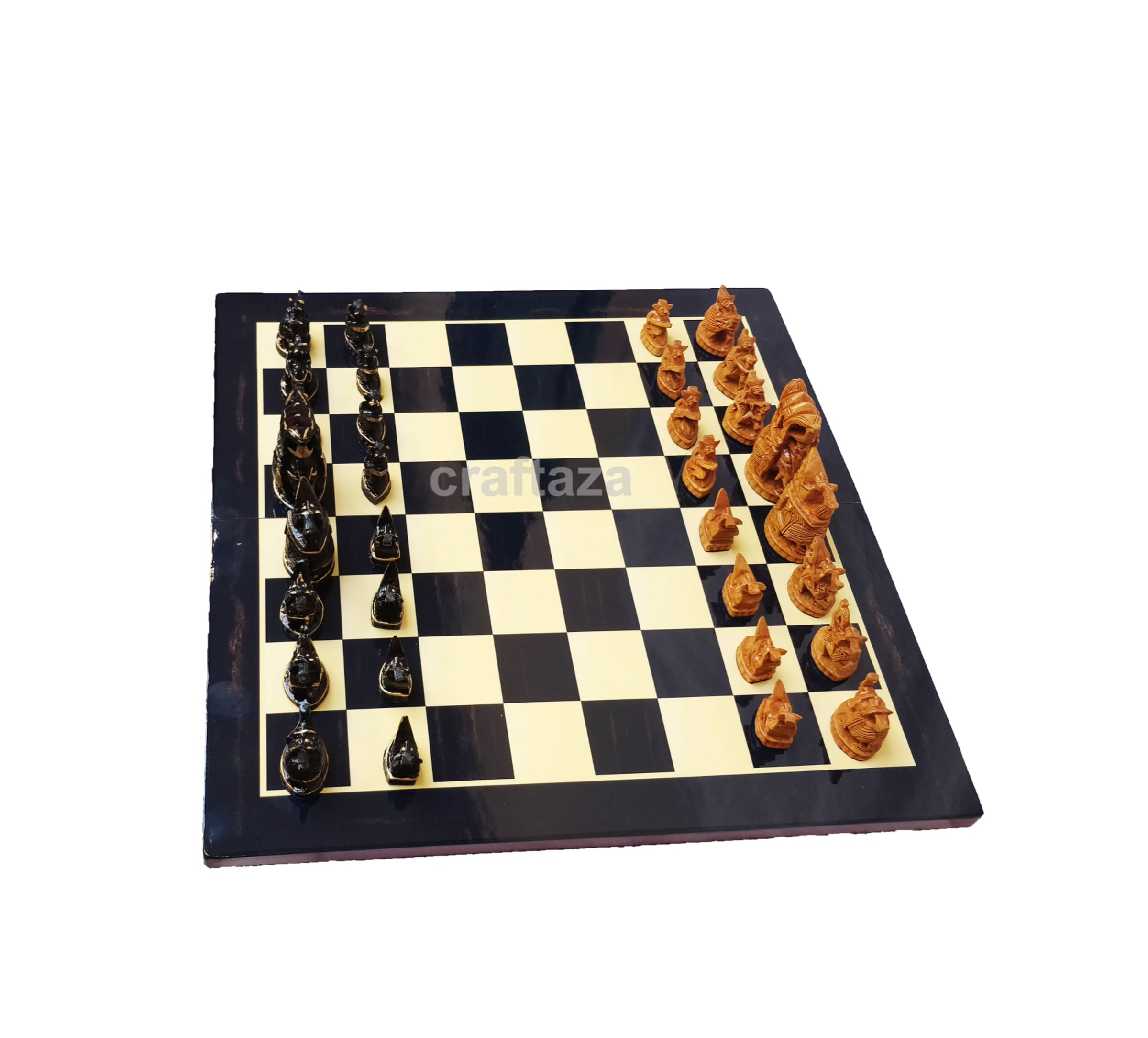 wooden carving chess set