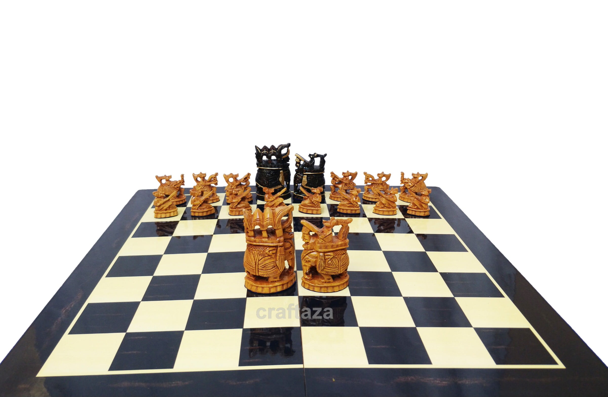 wooden carving chess set