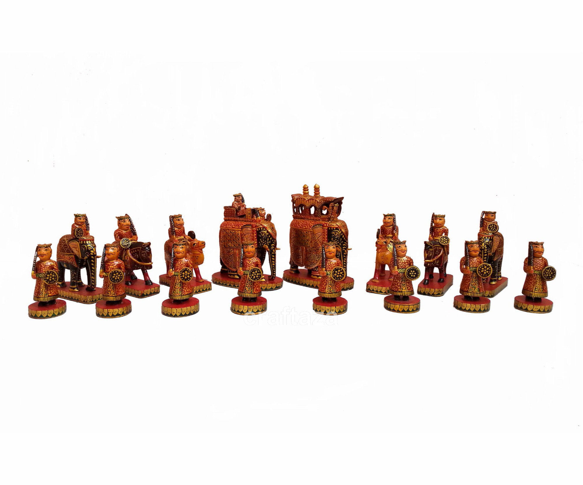 Wood Hand Carved Chess Set Maharajah Chess Pieces