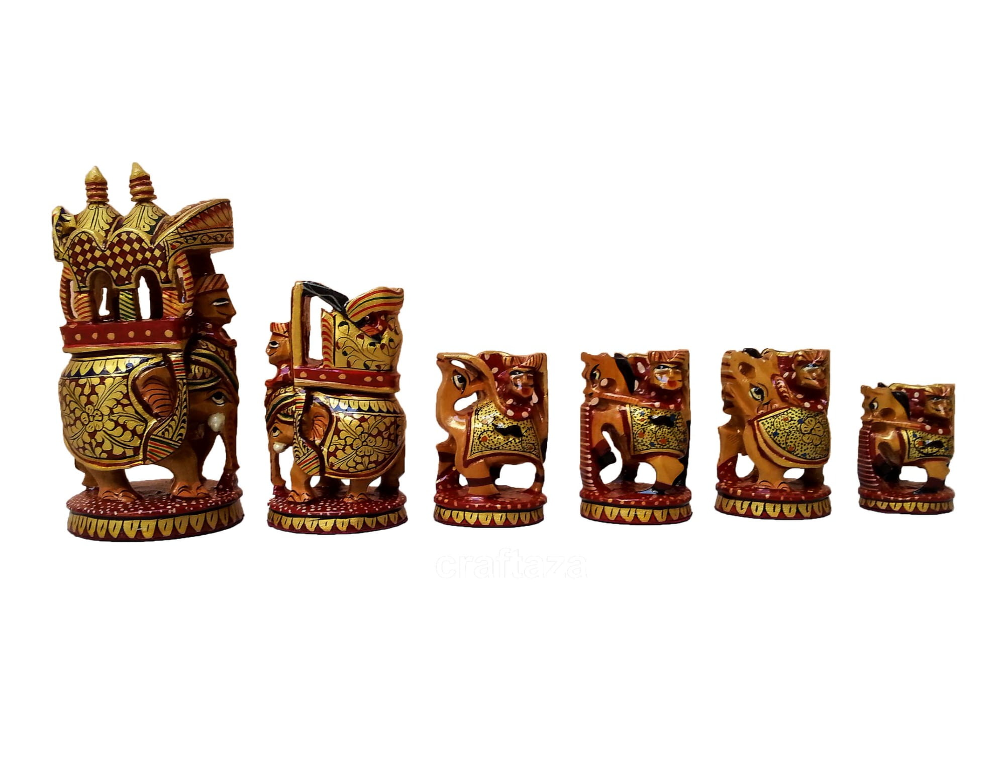 wooden painted chess set