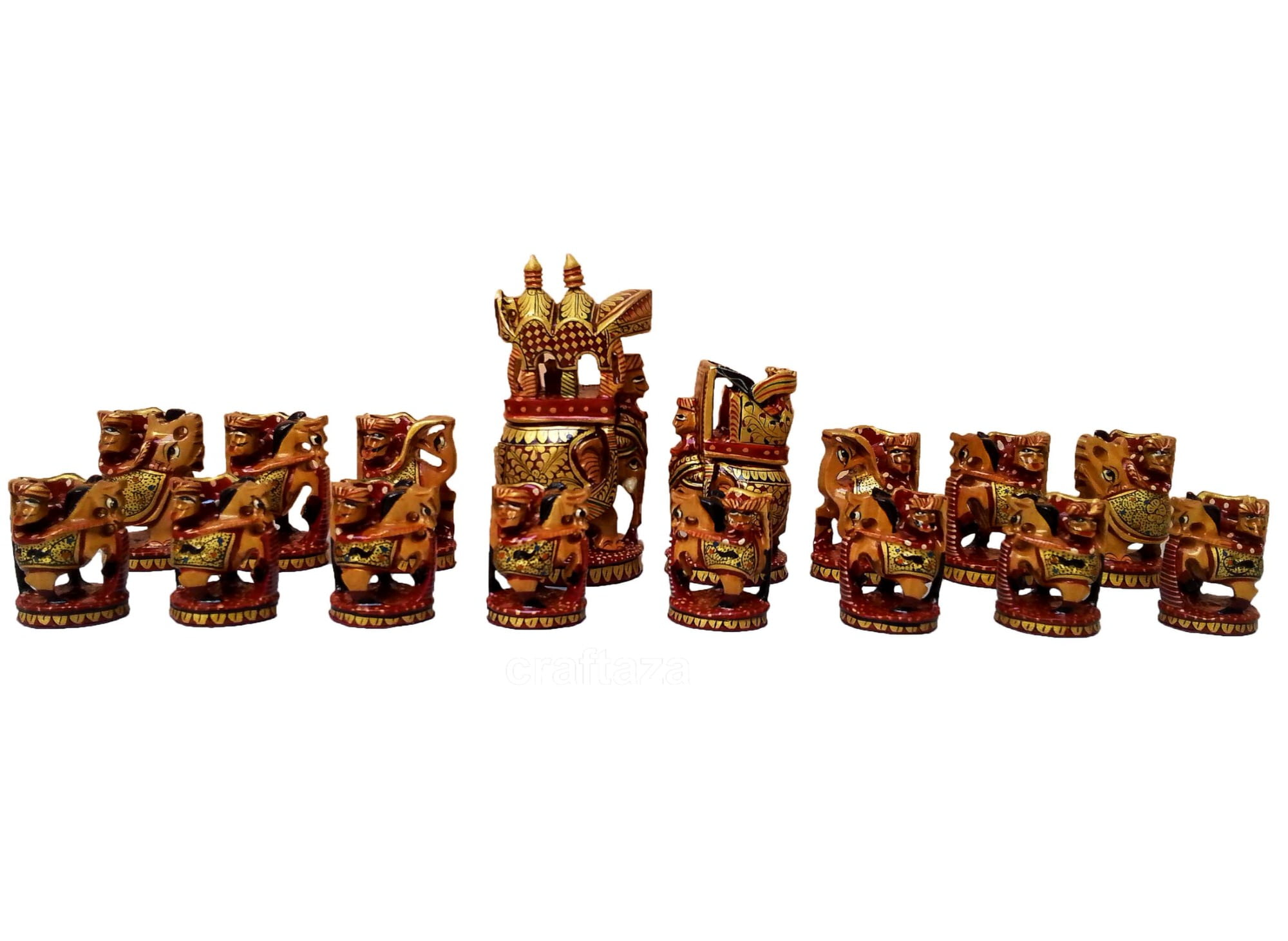 wooden painted chess set
