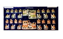 wood vintage painted chess pieces